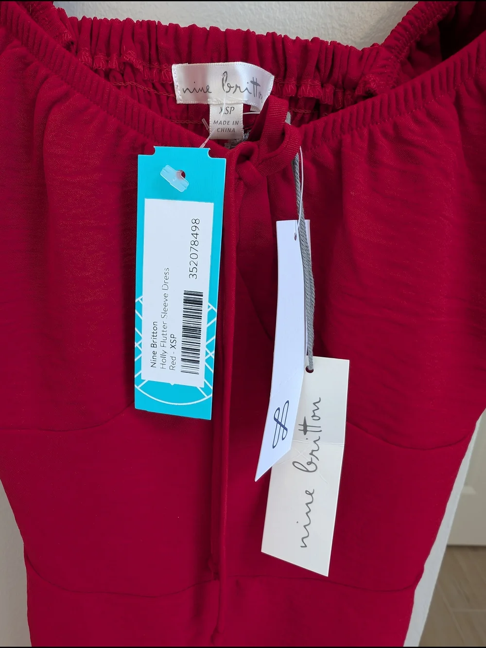 nine britton Raspberry Mini Dress with Ruffled Sleeves - Picture 3 of 4